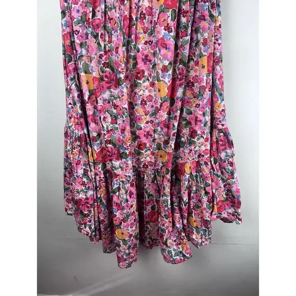 Natural Life Flora Convertible Maxi Skirt Dress Floral XL Ruffle Hem Pink Boho - Picture 6 of 13